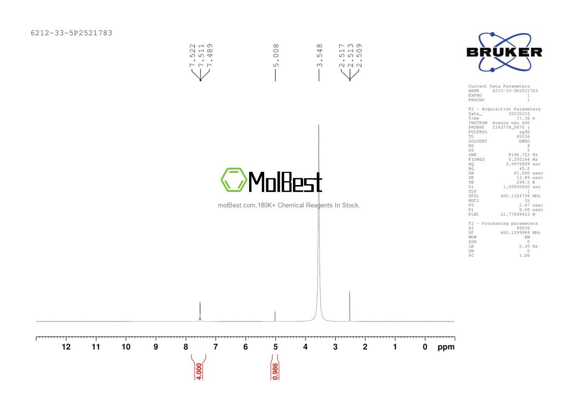 Physical sample testing spectrum (NMR) of 6212-33-5
