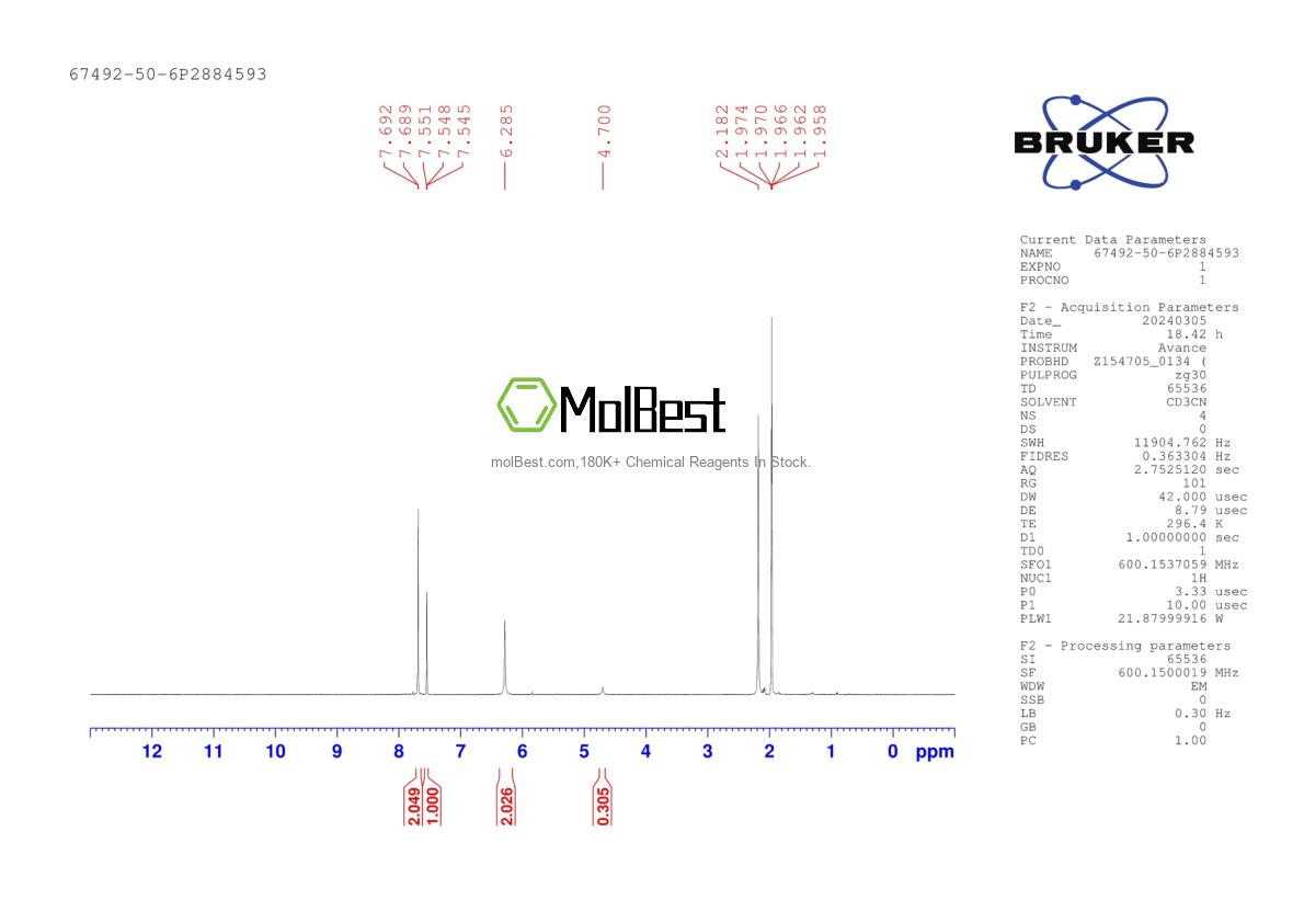Physical sample testing spectrum (NMR) of 67492-50-6