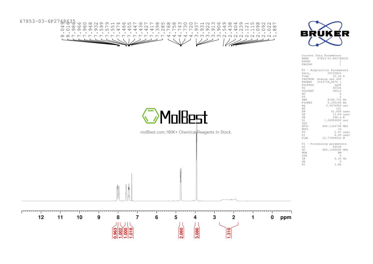 Espectro de prueba de muestra física (RMN) de 67853-03-6