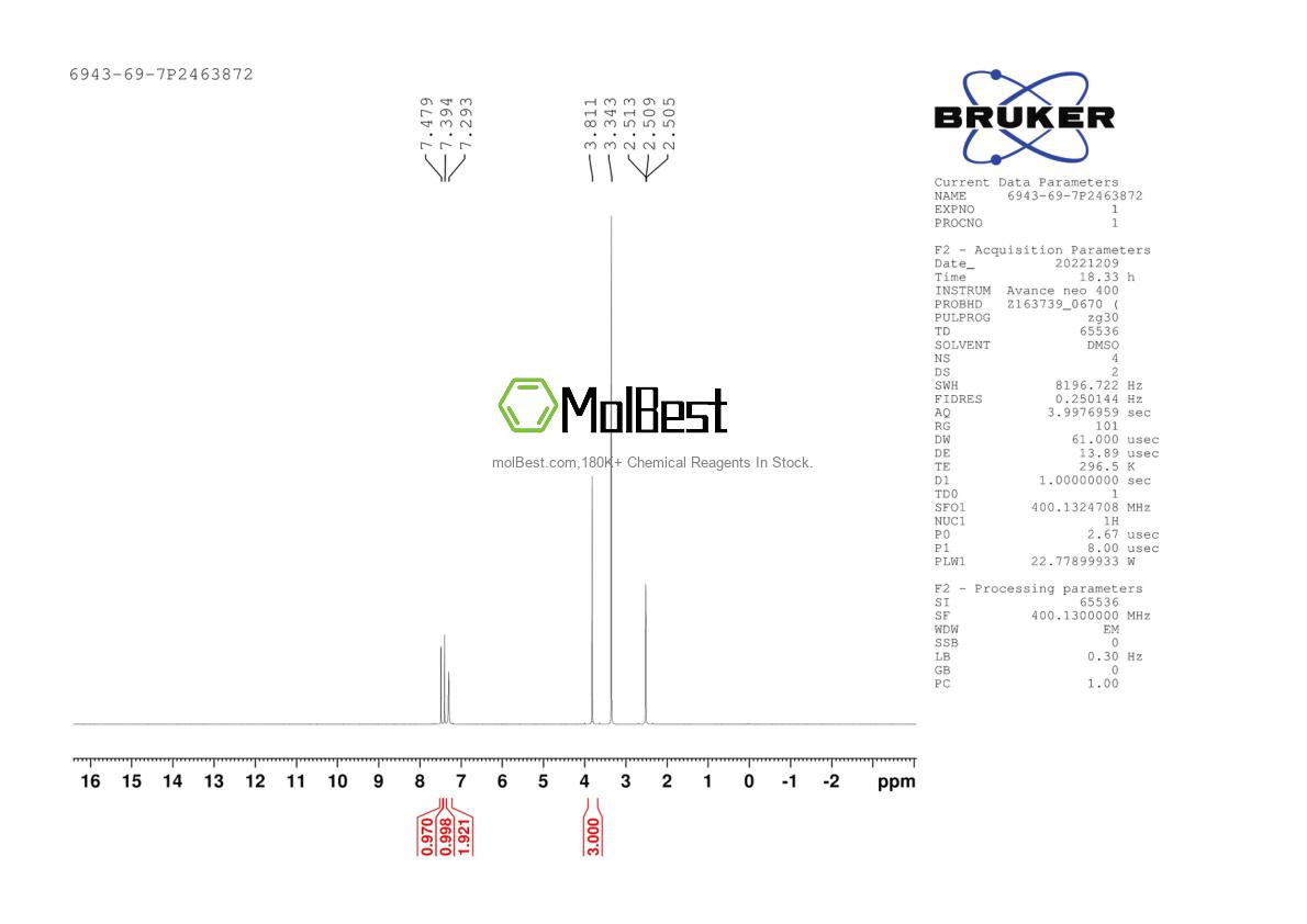 Physical sample testing spectrum (NMR) of 6943-69-7