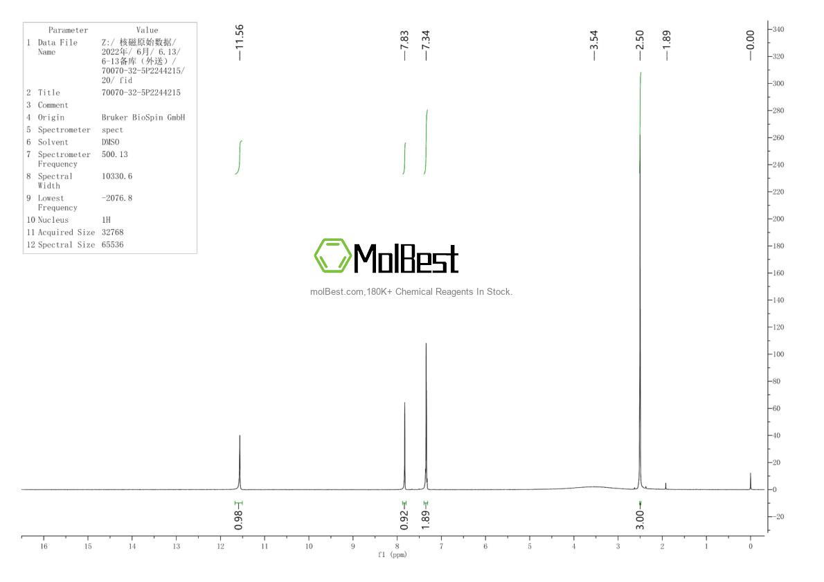 Spektrum pengujian sampel fisik (NMR) 70070-32-5