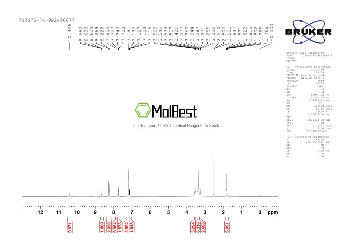 Spektrum pengujian sampel fisik (NMR) 702675-74-9