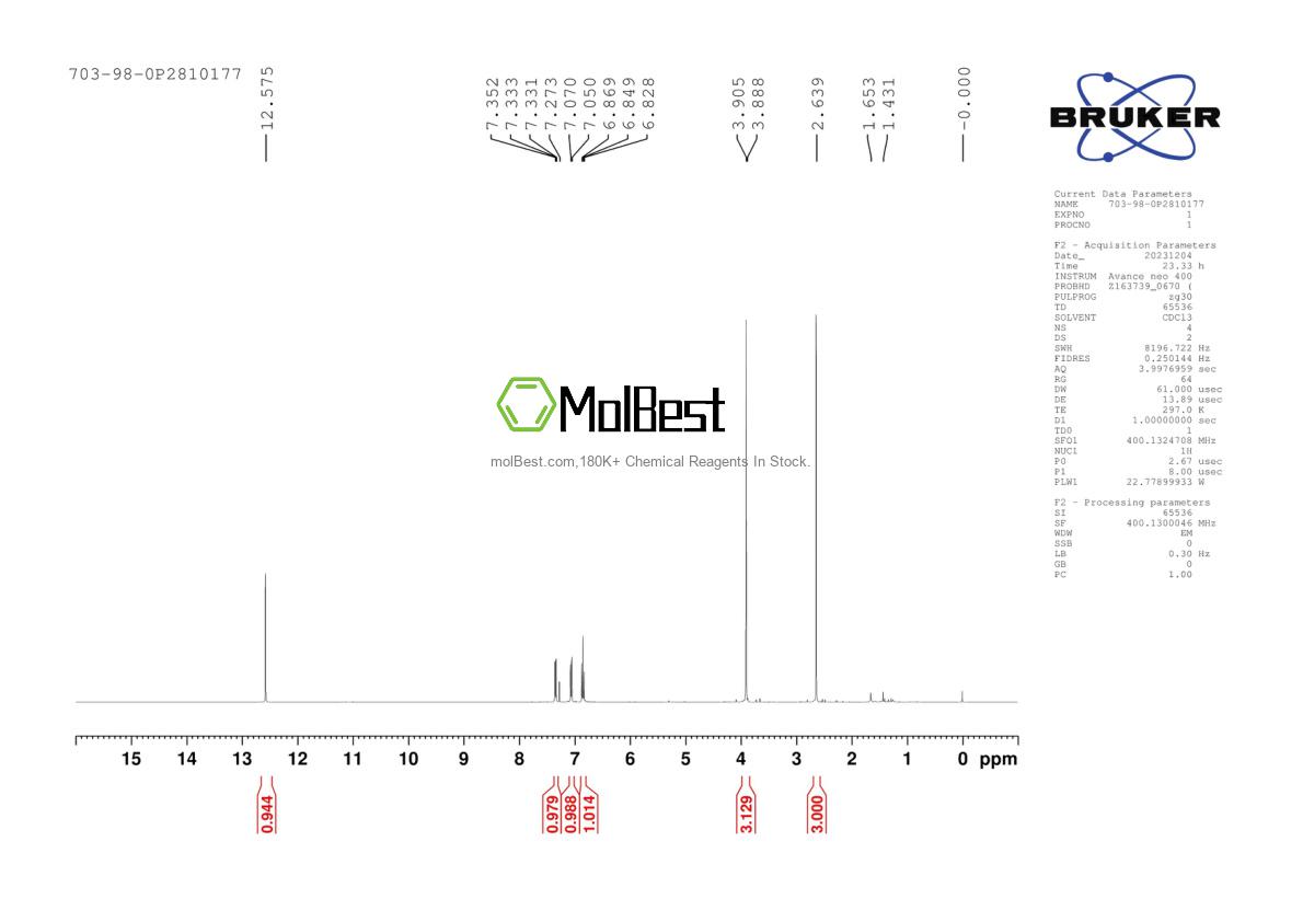 Physical sample testing spectrum (NMR) of 703-98-0