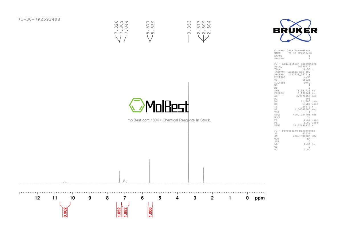 Physical sample testing spectrum (NMR) of 71-30-7