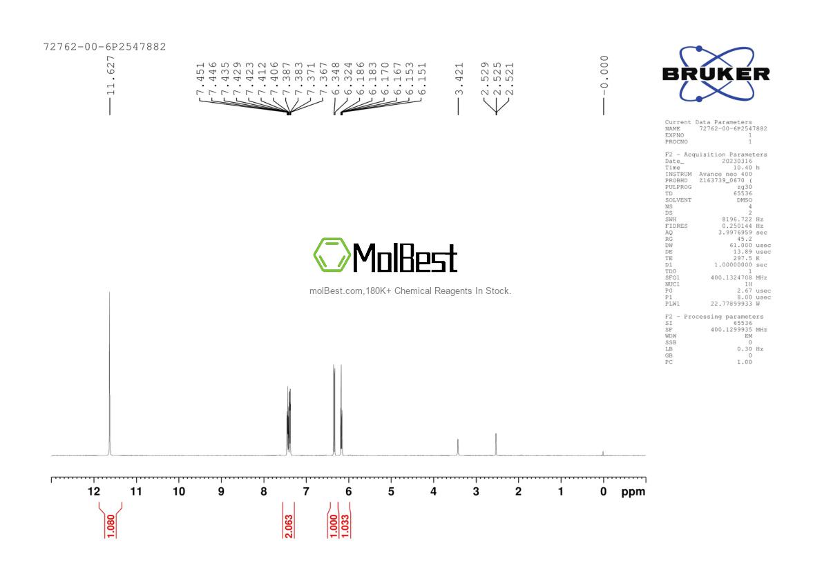 Physical sample testing spectrum (NMR) of 72762-00-6