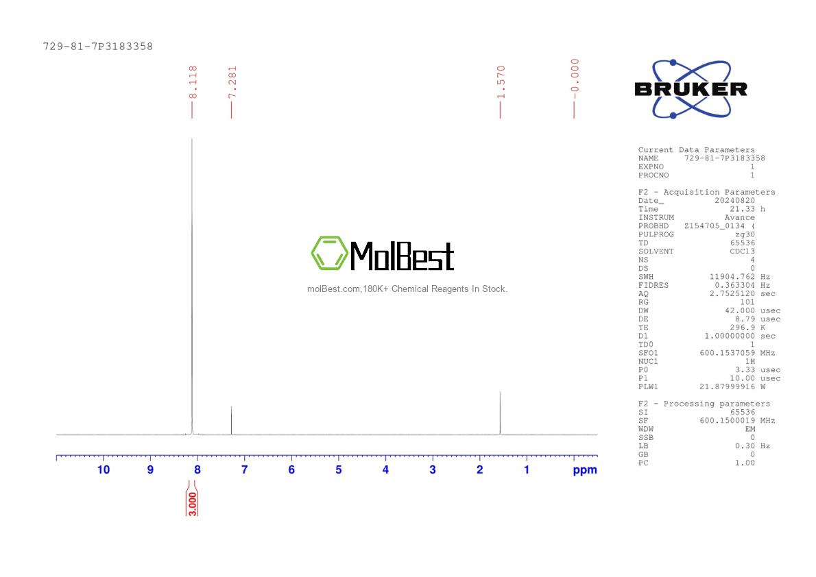 Physical sample testing spectrum (NMR) of 729-81-7