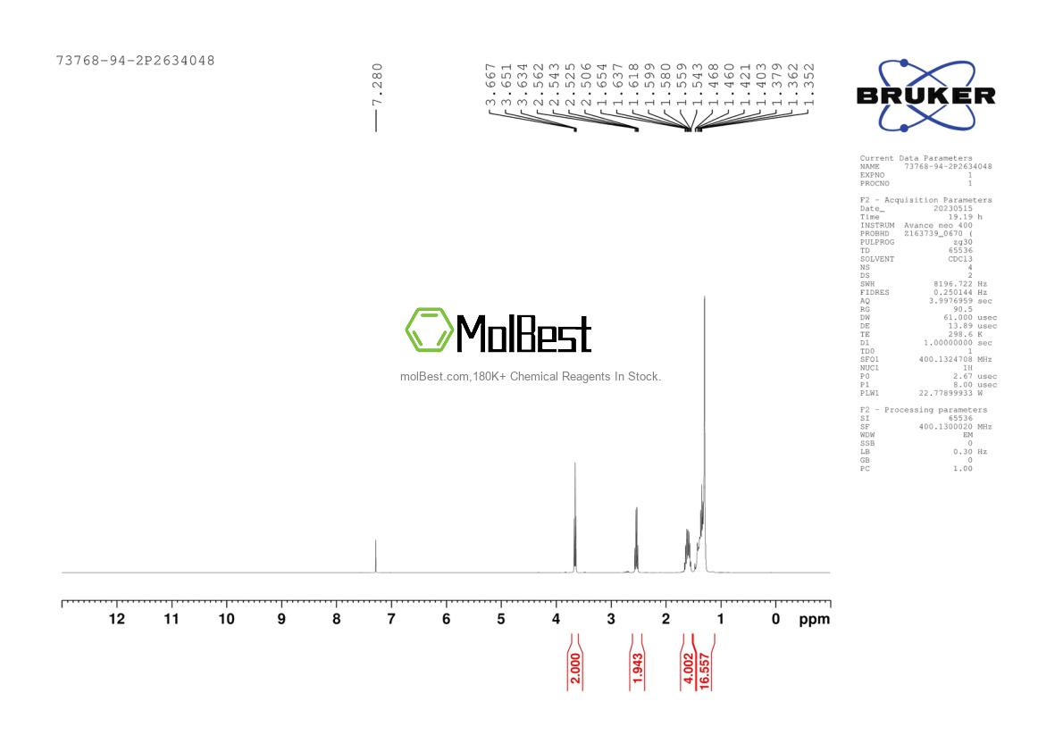 Espectro de prueba de muestra física (RMN) de 73768-94-2