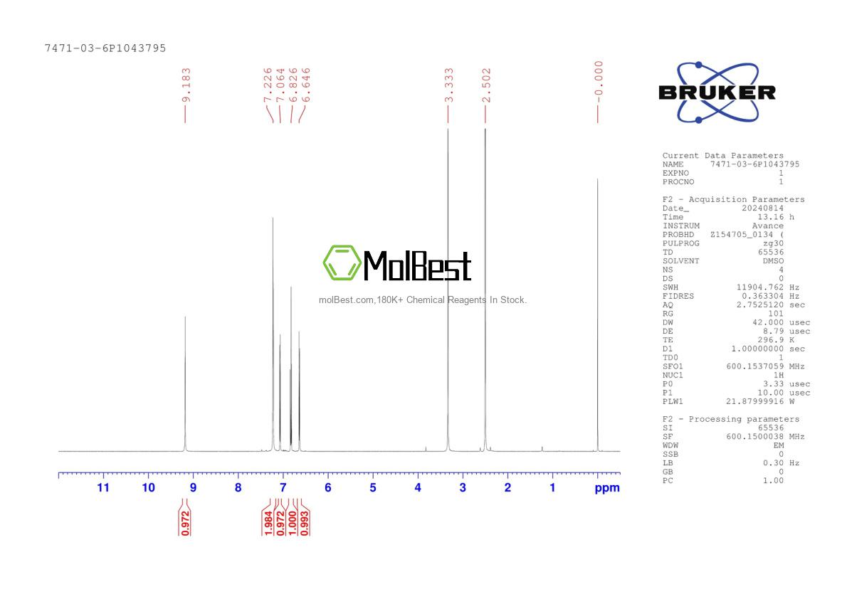 Physical sample testing spectrum (NMR) of 7471-03-6