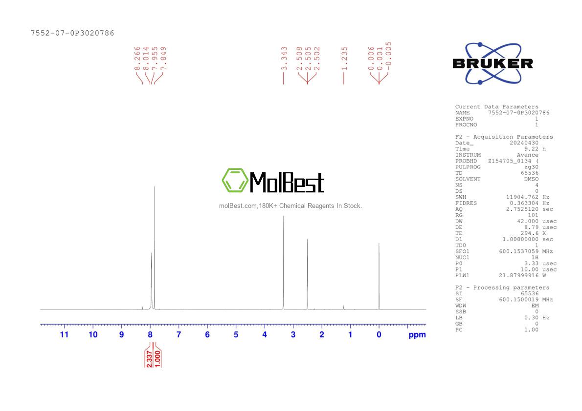Espectro de teste de amostra física (NMR) de 7552-07-0