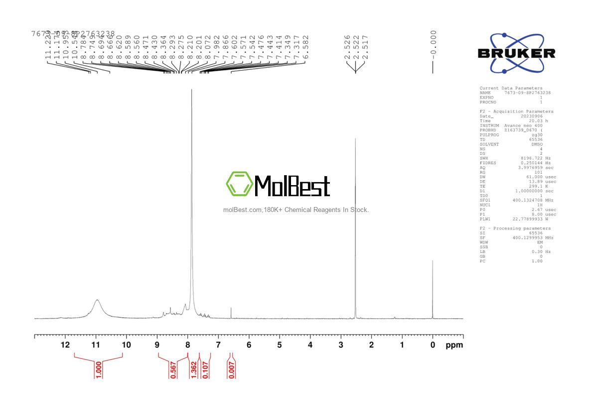 Physical sample testing spectrum (NMR) of 7673-09-8