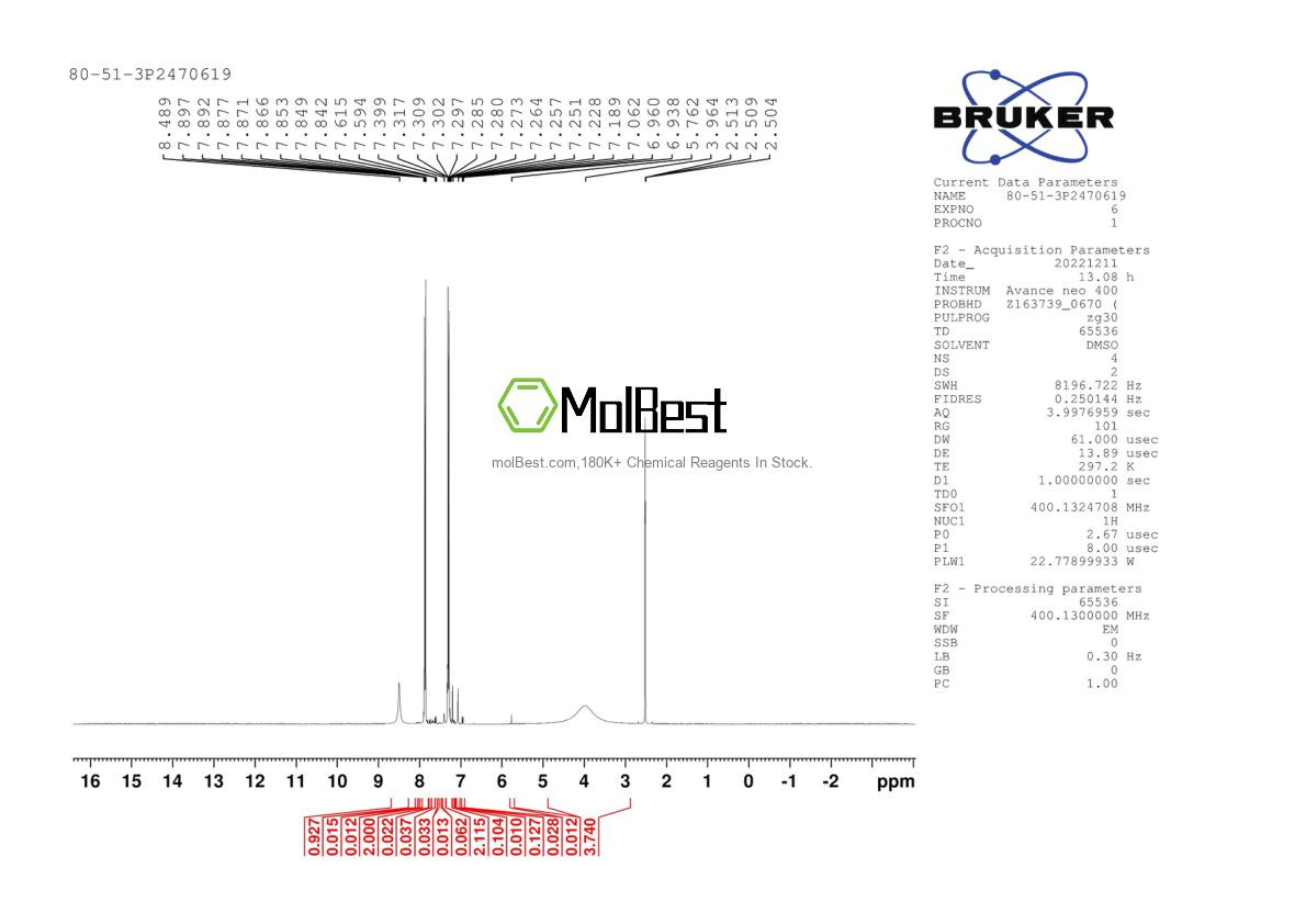 Spektrum pengujian sampel fisik (NMR) 80-51-3