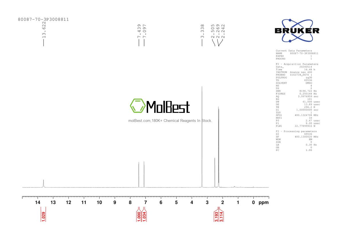 Spektrum pengujian sampel fisik (NMR) 80087-70-3