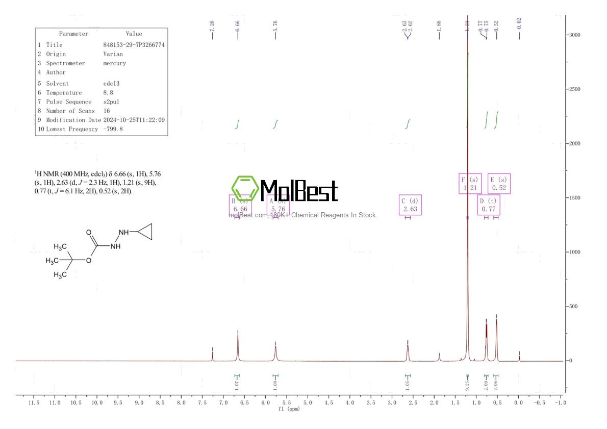 Physical sample testing spectrum (NMR) of 848153-29-7