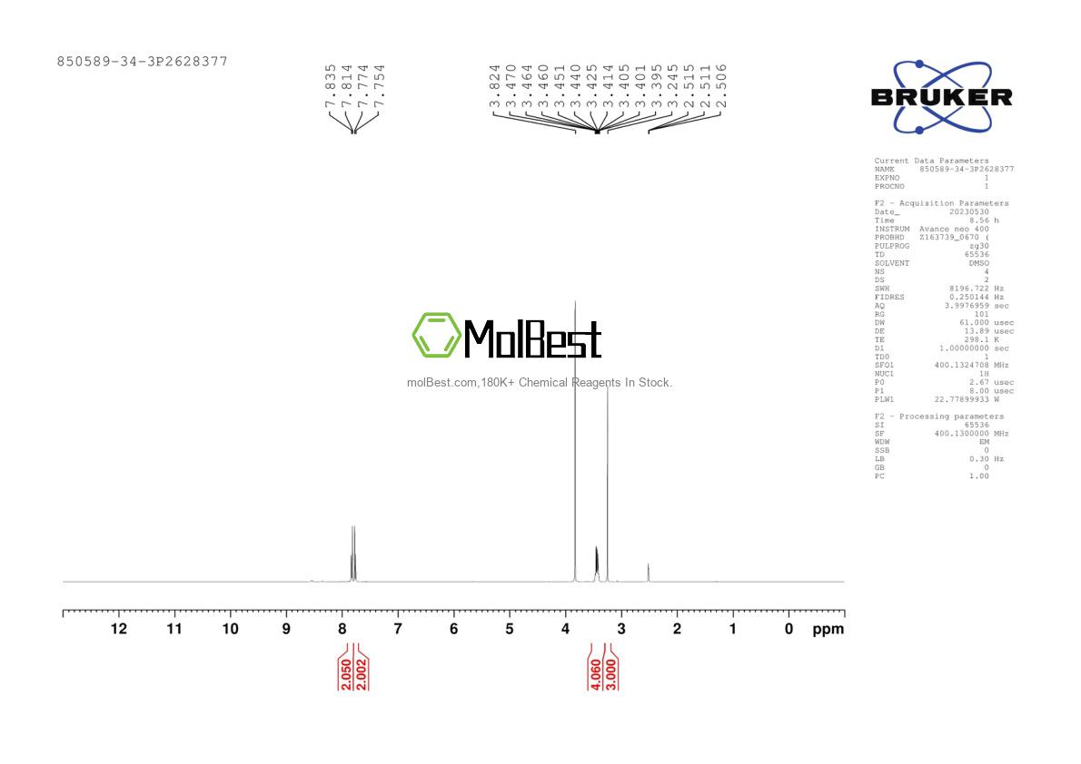 Physical sample testing spectrum (NMR) of 850589-34-3