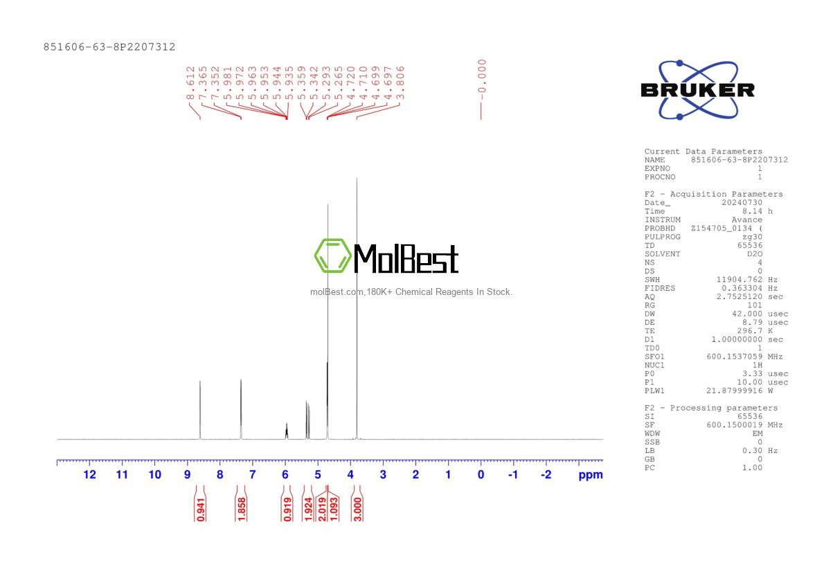 Physical sample testing spectrum (NMR) of 851606-63-8