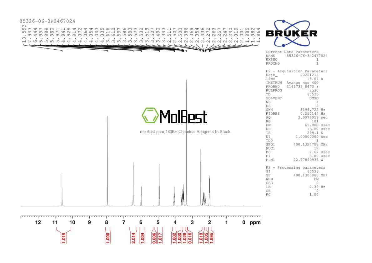 Spektrum pengujian sampel fisik (NMR) 85326-06-3