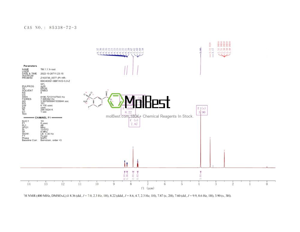 Physical sample testing spectrum (NMR) of 85338-72-3
