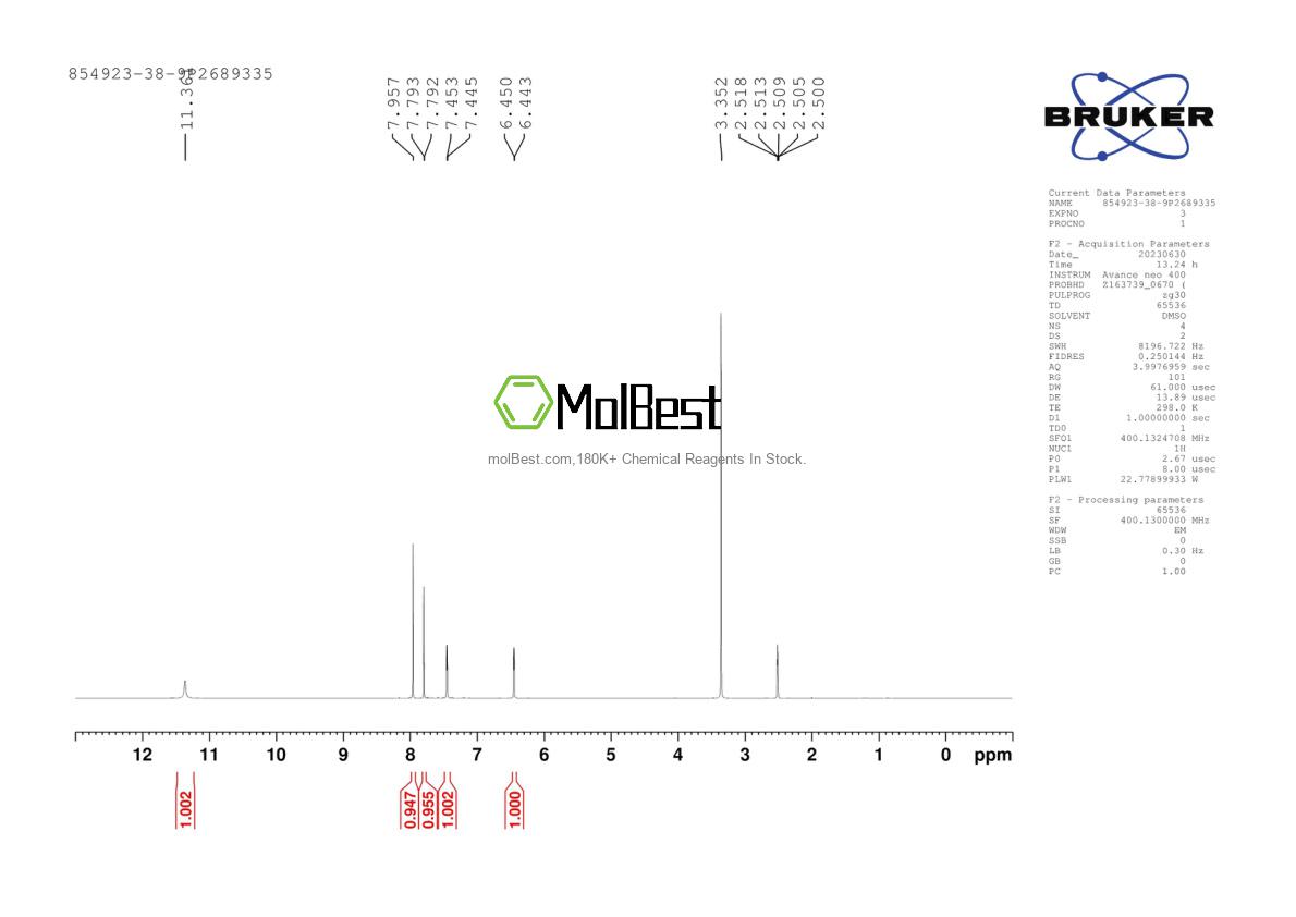 Physical sample testing spectrum (NMR) of 854923-38-9