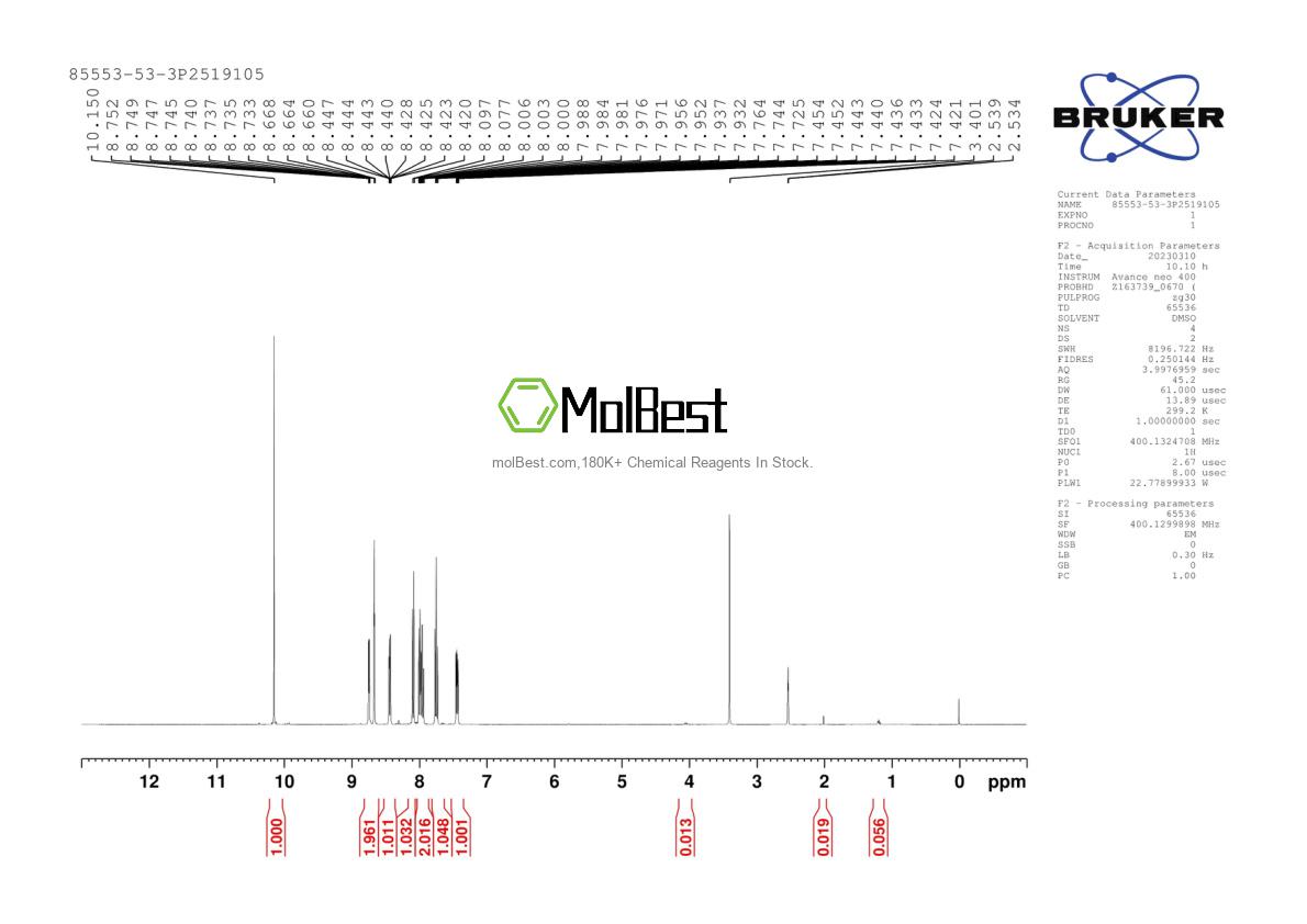 Spektrum pengujian sampel fisik (NMR) 85553-53-3