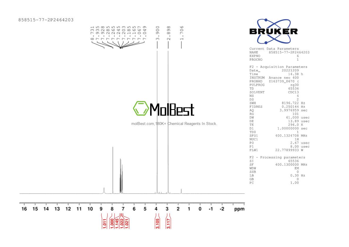 Spektrum pengujian sampel fisik (NMR) 858515-77-2