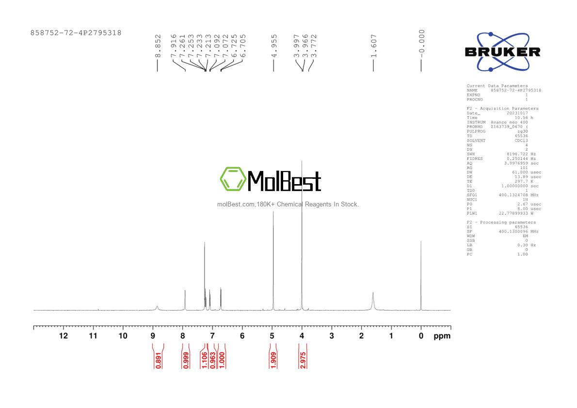 Spektrum pengujian sampel fisik (NMR) 858752-72-4