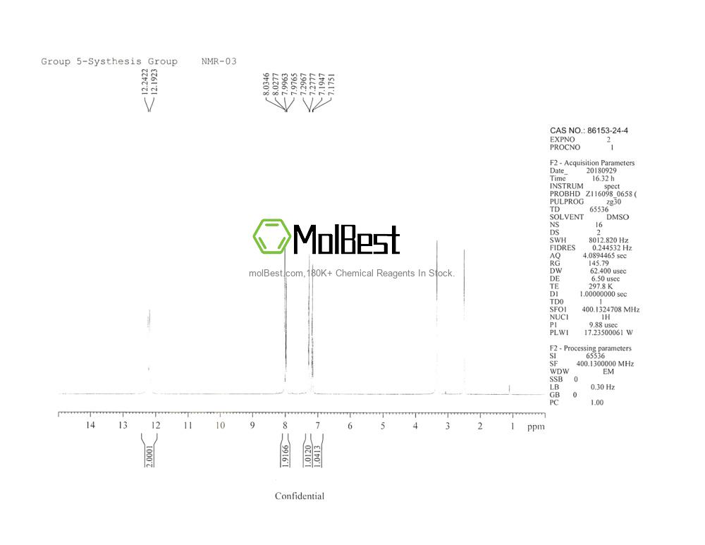 Spektrum pengujian sampel fisik (NMR) 86153-24-4
