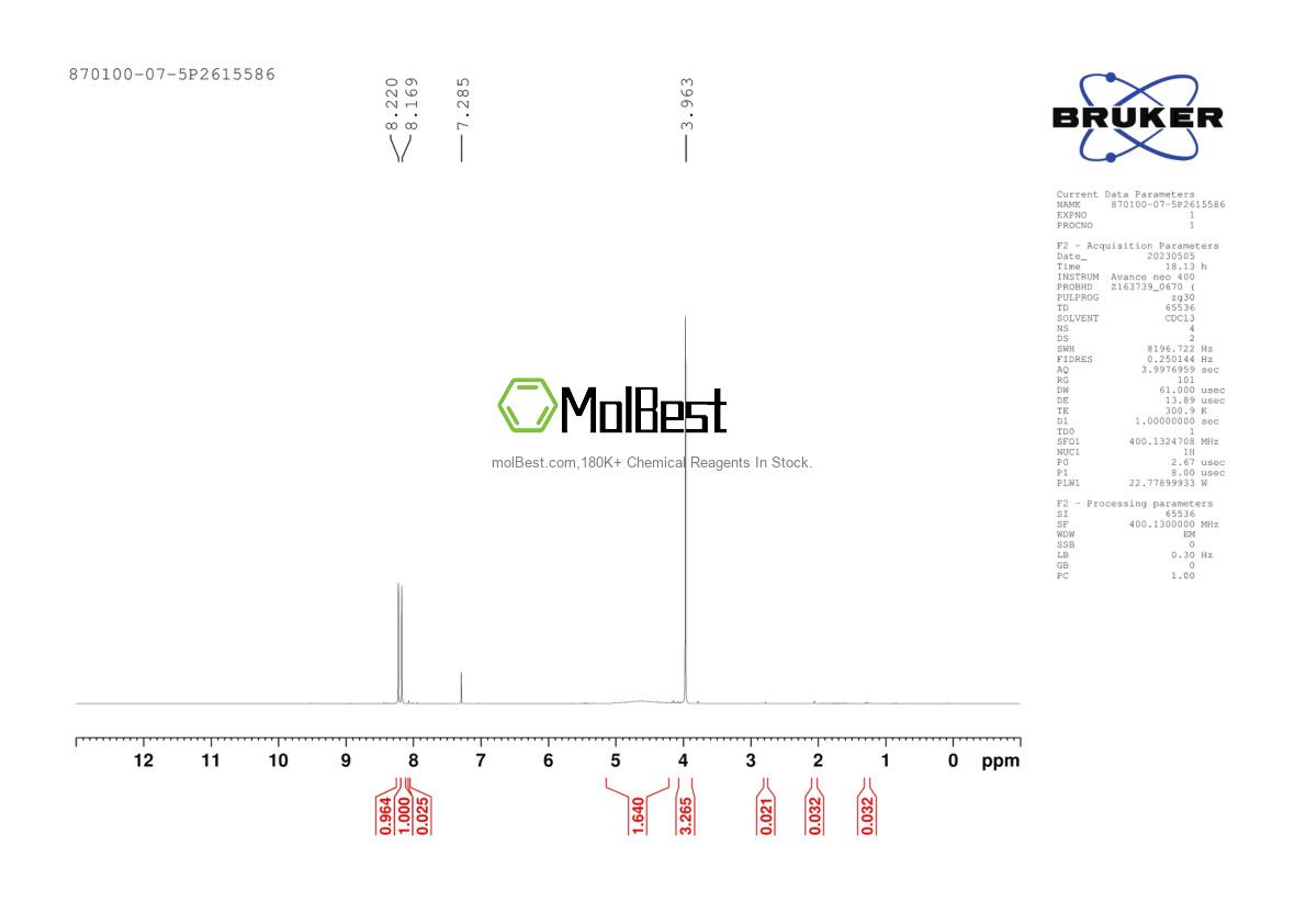 Espectro de teste de amostra física (NMR) de 870100-07-5