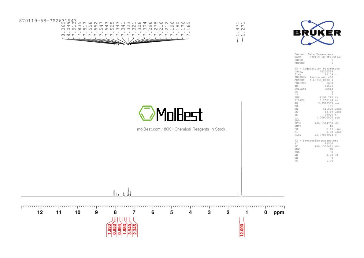 Espectro de teste de amostra física (NMR) de 870119-58-7