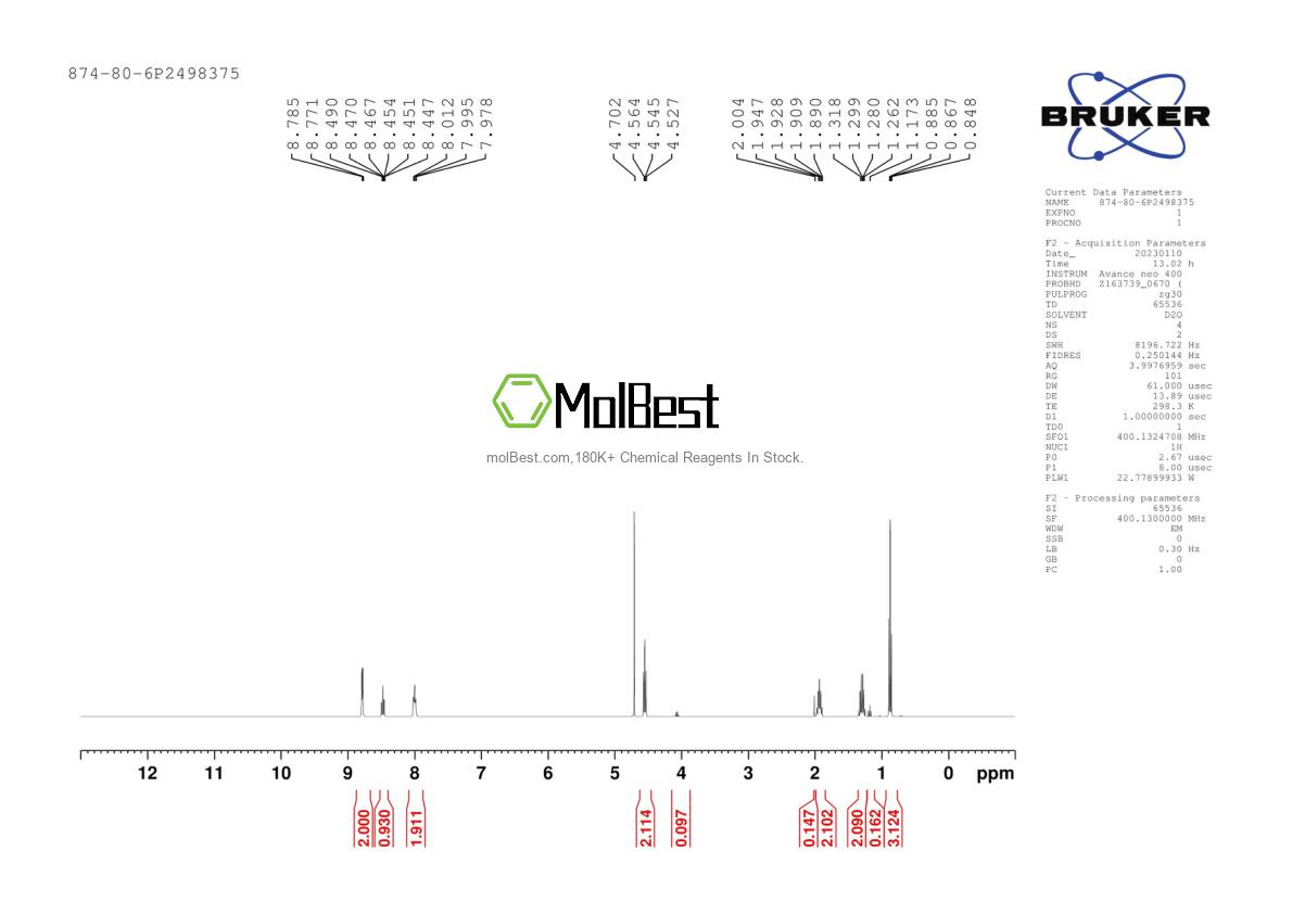 Espectro de prueba de muestra física (RMN) de 874-80-6