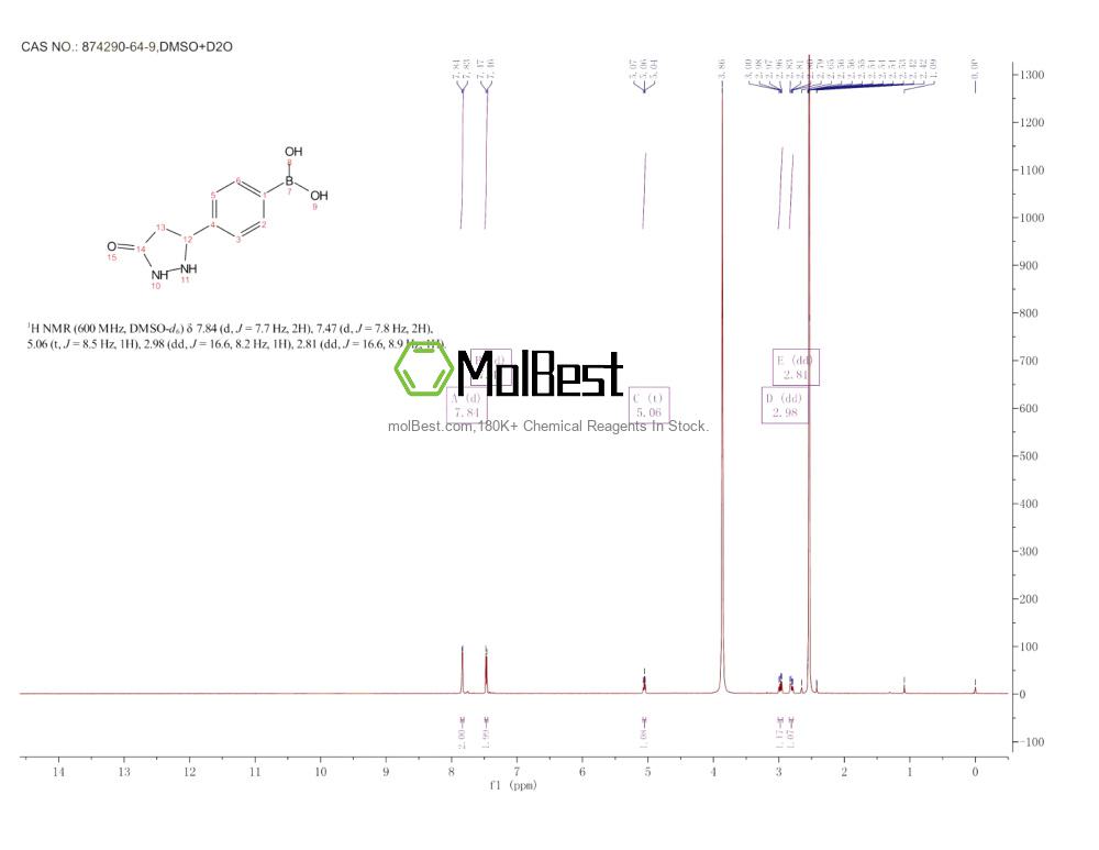 Physical sample testing spectrum (NMR) of 874290-64-9