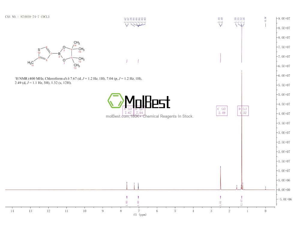 Physical sample testing spectrum (NMR) of 874959-74-7