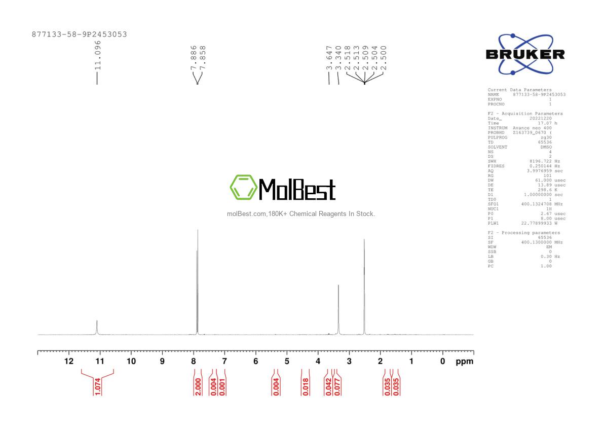 Spektrum pengujian sampel fisik (NMR) 877133-58-9