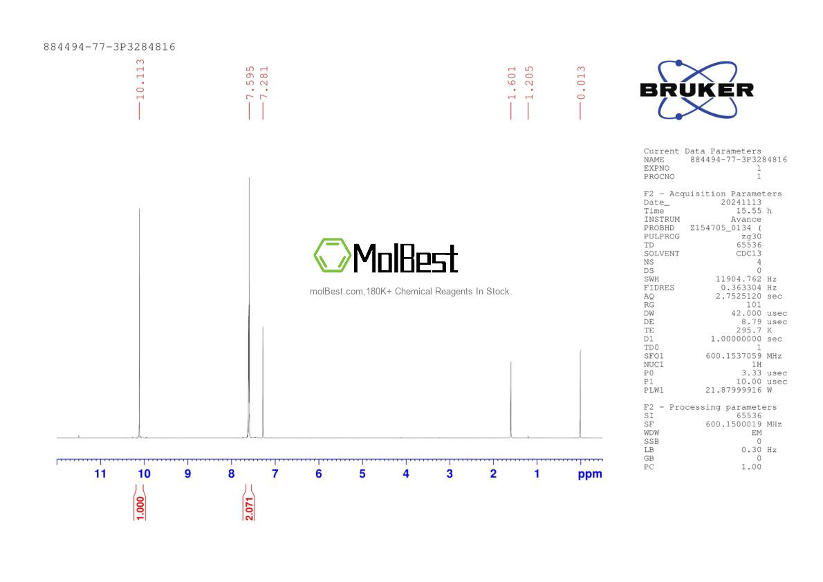 Phổ kiểm tra mẫu thực (NMR) của 884494-77-3