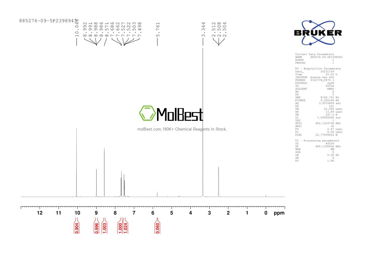 Physical sample testing spectrum (NMR) of 885276-09-5