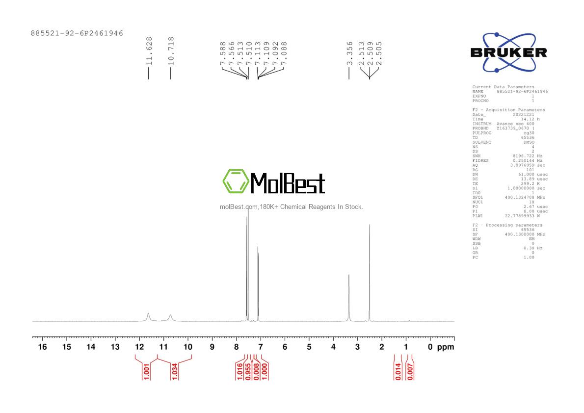 Physical sample testing spectrum (NMR) of 885521-92-6
