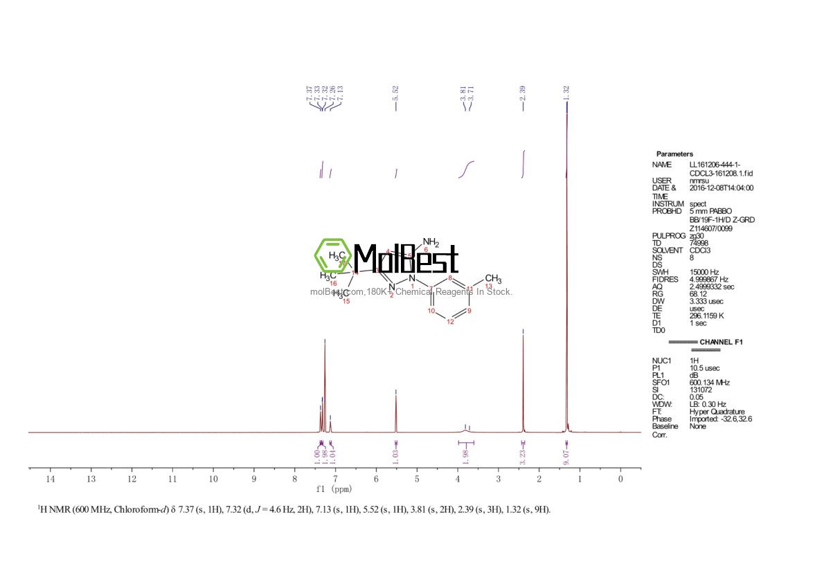 Espectro de teste de amostra física (NMR) de 898537-77-4