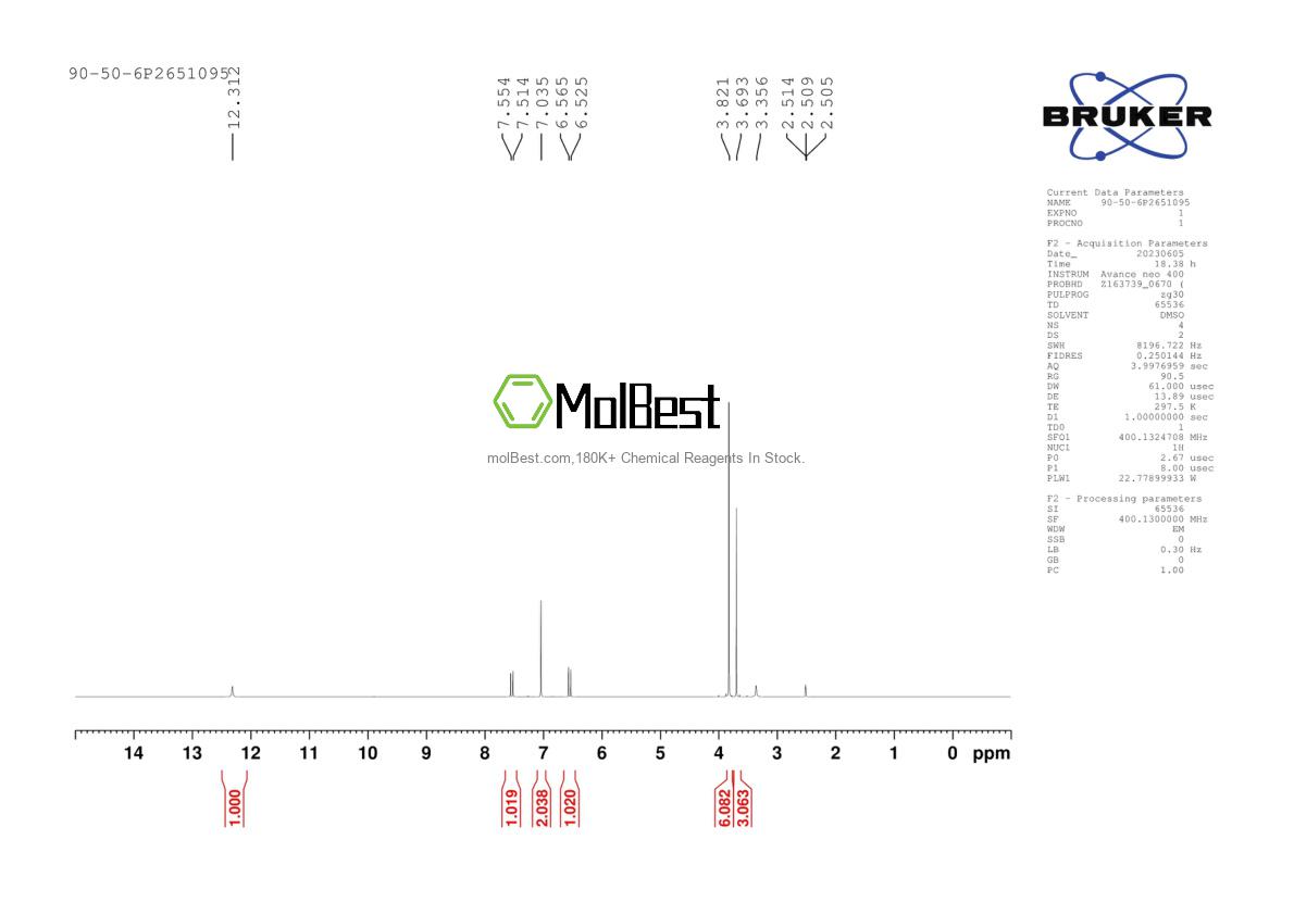 Physical sample testing spectrum (NMR) of 90-50-6