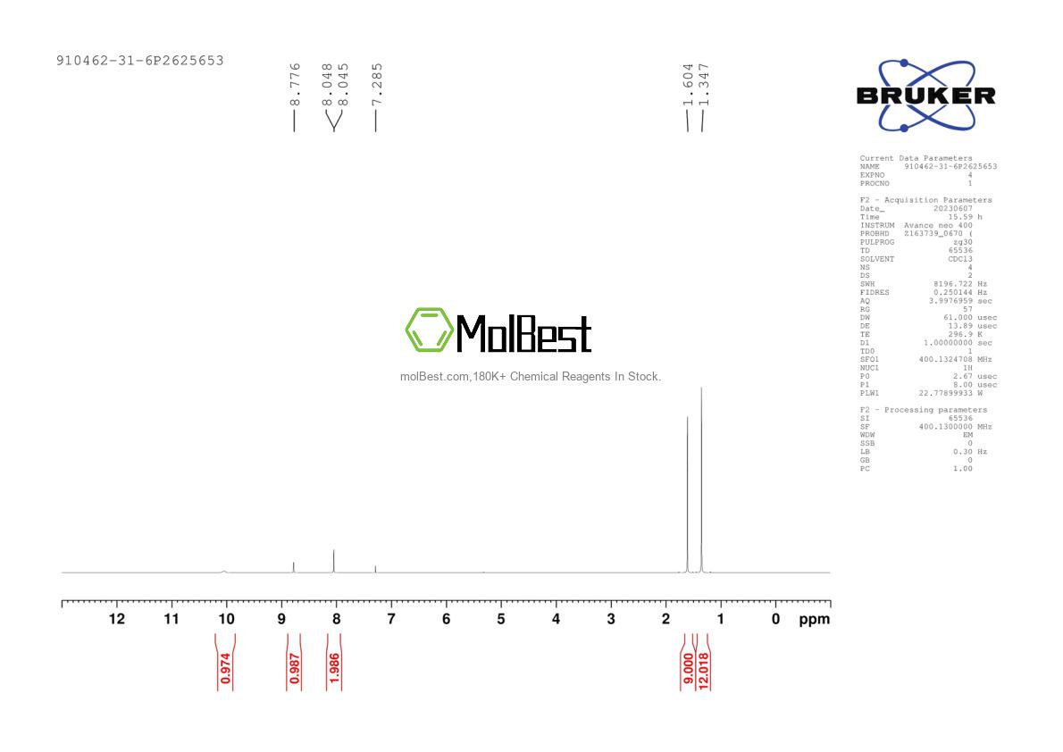 Espectro de teste de amostra física (NMR) de 910462-31-6