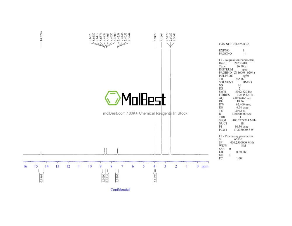 Physical sample testing spectrum (NMR) of 916325-83-2