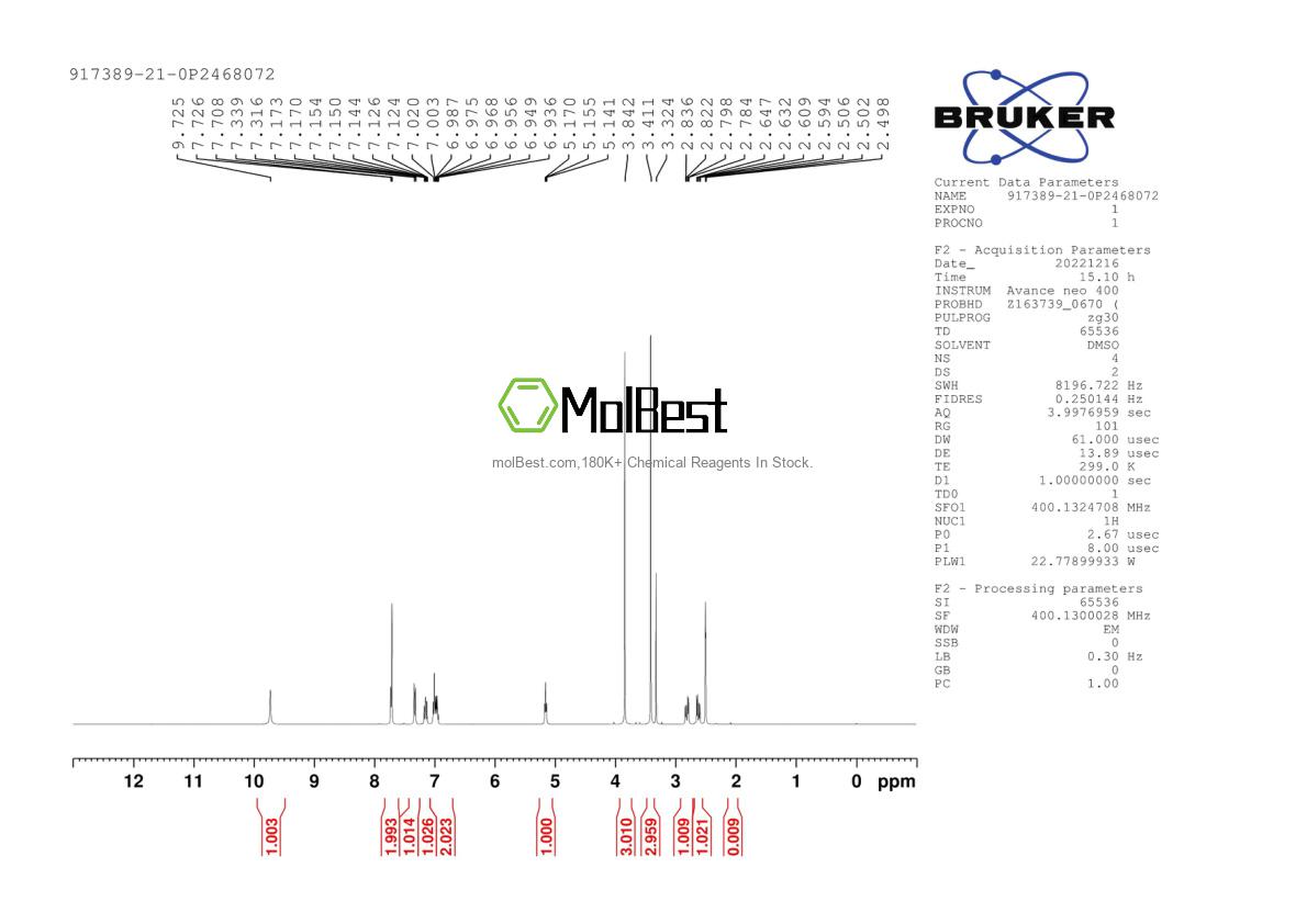 Phổ kiểm tra mẫu thực (NMR) của 917389-21-0