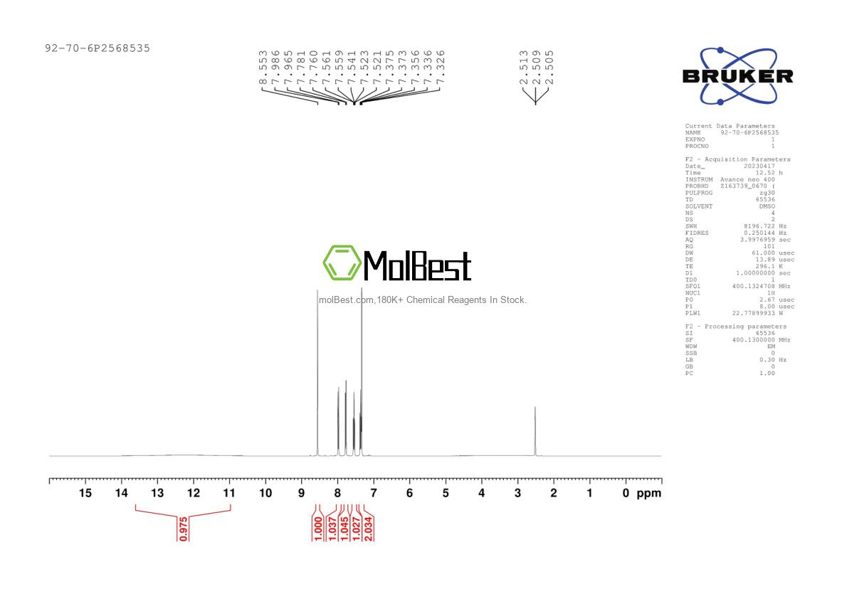 Physical sample testing spectrum (NMR) of 92-70-6