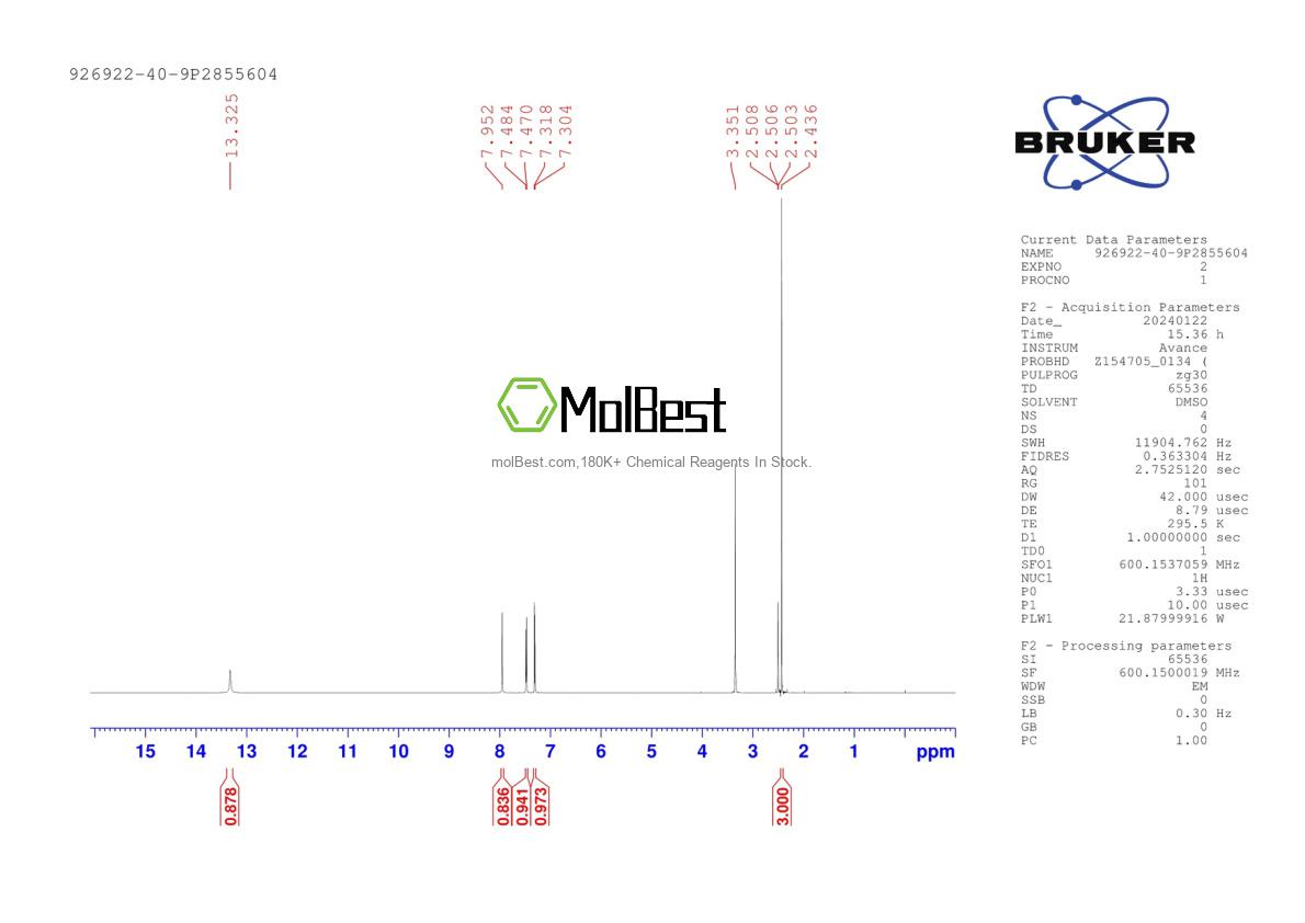 Physical sample testing spectrum (NMR) of 926922-40-9