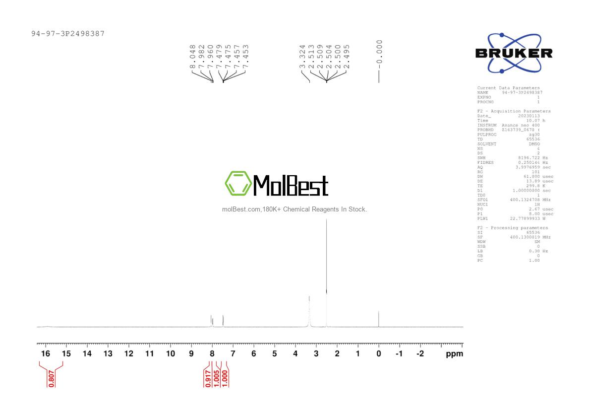 Physical sample testing spectrum (NMR) of 94-97-3