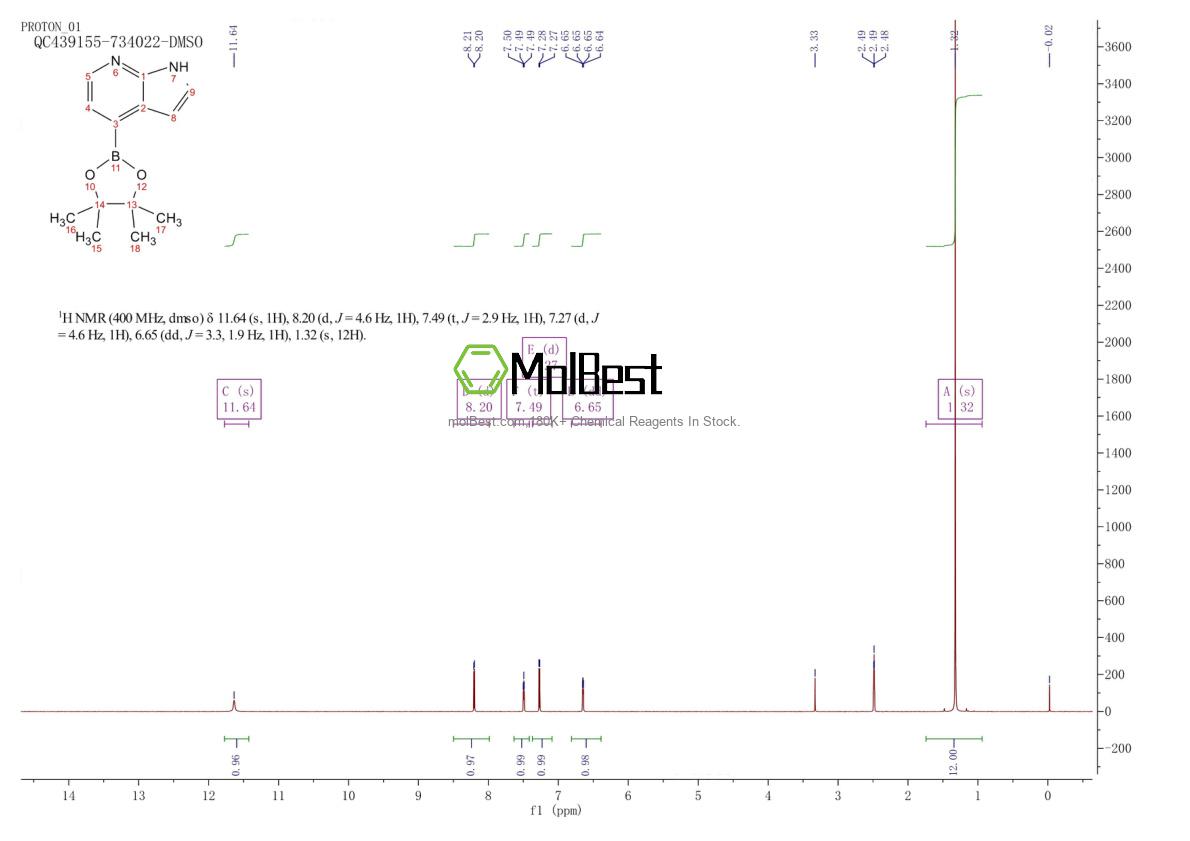 Espectro de teste de amostra física (NMR) de 942919-26-8