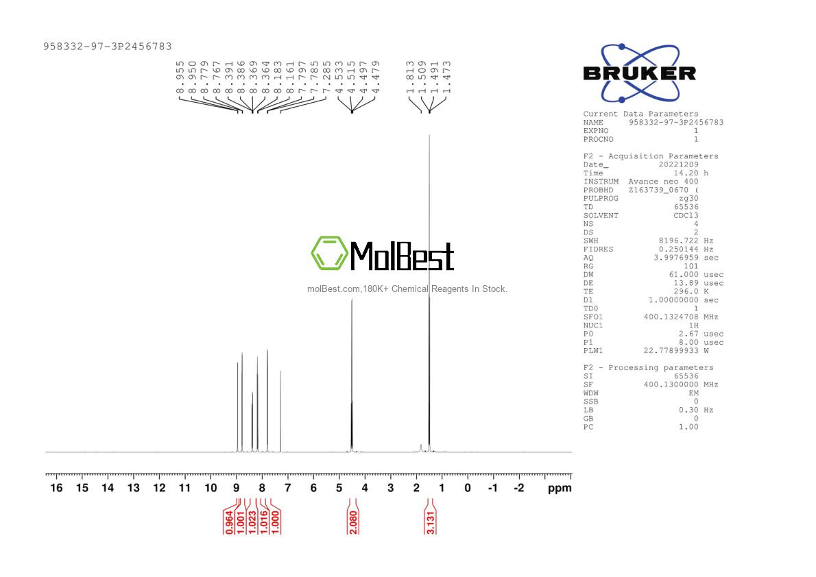 Physical sample testing spectrum (NMR) of 958332-97-3