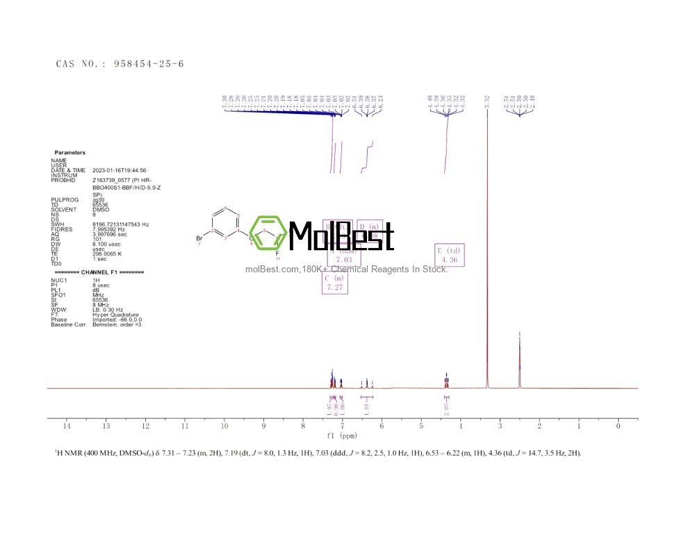 Physical sample testing spectrum (NMR) of 958454-25-6