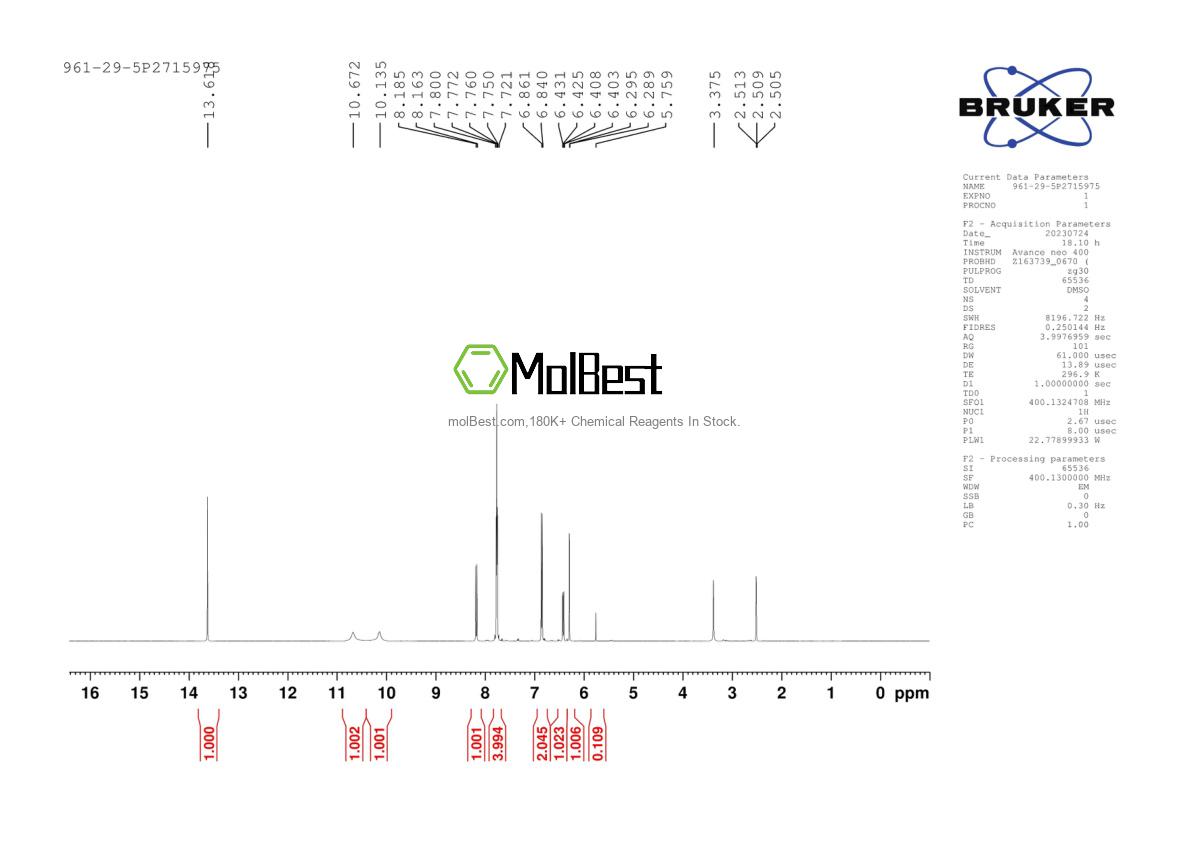 Physical sample testing spectrum (NMR) of 961-29-5