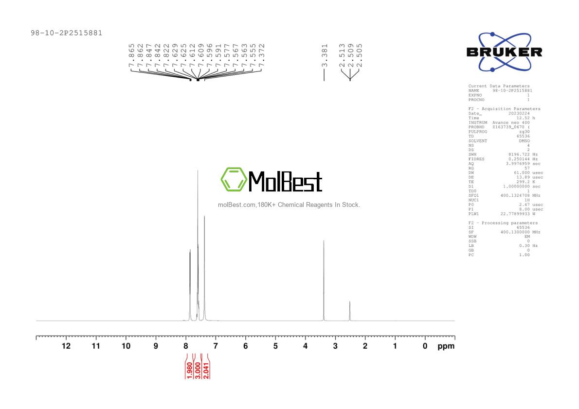 Physical sample testing spectrum (NMR) of 98-10-2